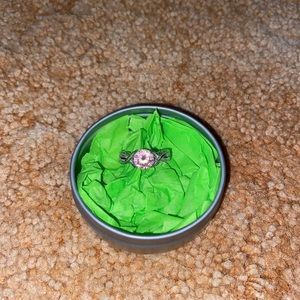 Pink CZ sterling silver ring